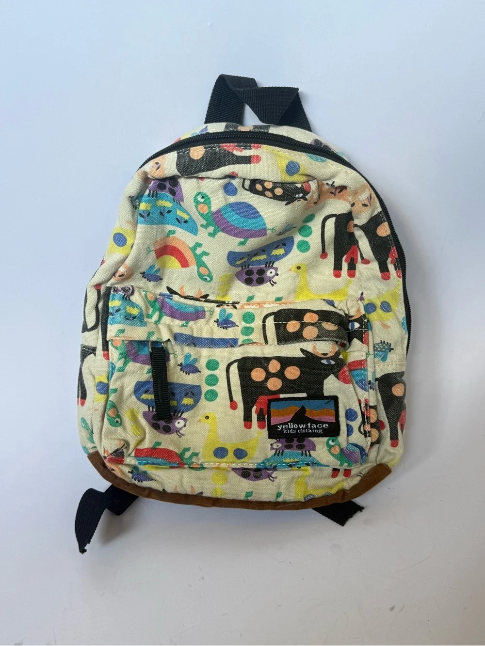 Kids Multicolor Animal Print Backpack - Cream
